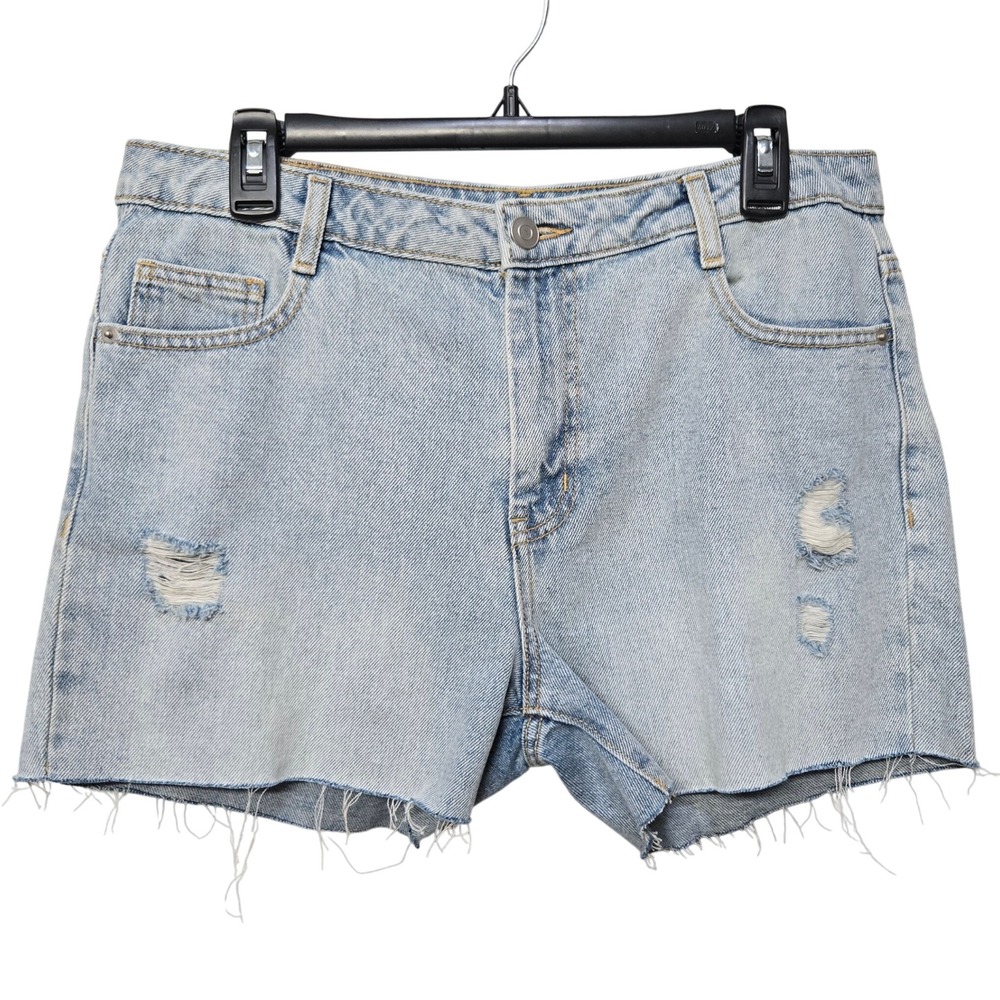 Avec Les Filles Cut Off Denim Jean Jorts Shorts Women 29 Light Wash Distressed